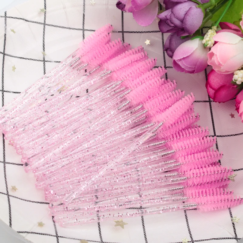 5/25/50 PCS Makeup Brushes Pink Crystal Eyelashes Brush Reusable Fake Lashes Extension Supplies False Eyelash Make up Tool Hot
