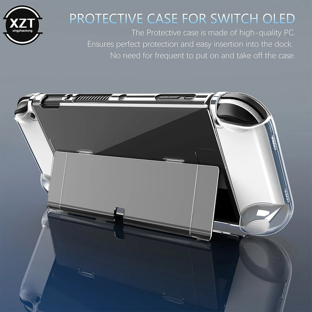 Funda transparente de cristal para Nintendo Switch OLED, funda rígida transparente acoplable para accesorios de consola Switch OLED