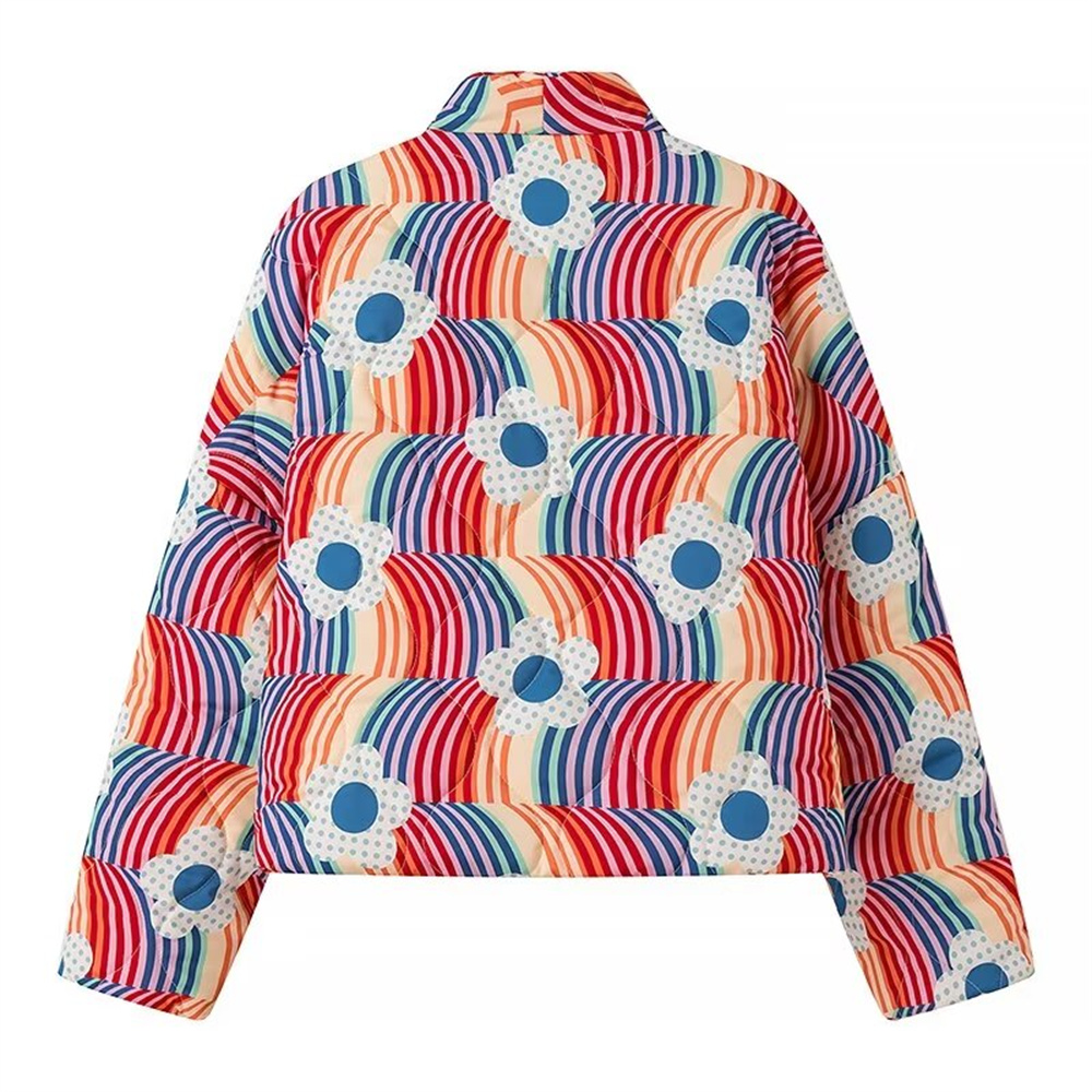 Inverno novo produto moda feminina e casual versátil solto cardigan decoração casaco de algodão impresso