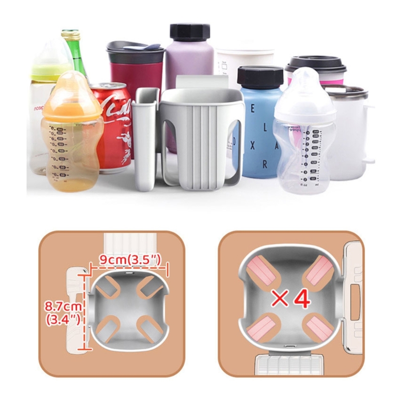 Child Friendly Cup Holder for Car Seats and Strollers Gray Secure Attachment Convenient Bottle Pen Storage Bracket Rack