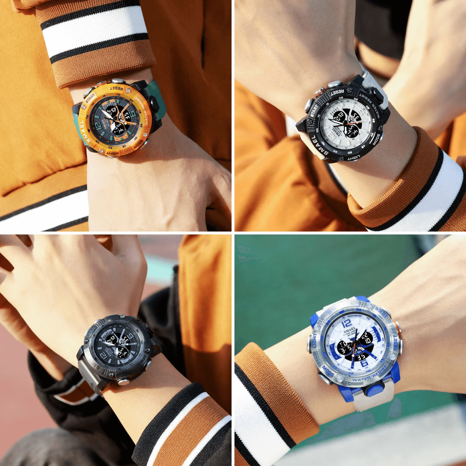 Jam Tangan Sport ผู้ชาย SMAEL กันน้ำ Analog Analog Quartz นาฬิกาข้อมือชายแฟชั่นนาฬิกาจับเวลานาฬิกาปลุก8058 Man นาฬิกา2023ใหม่