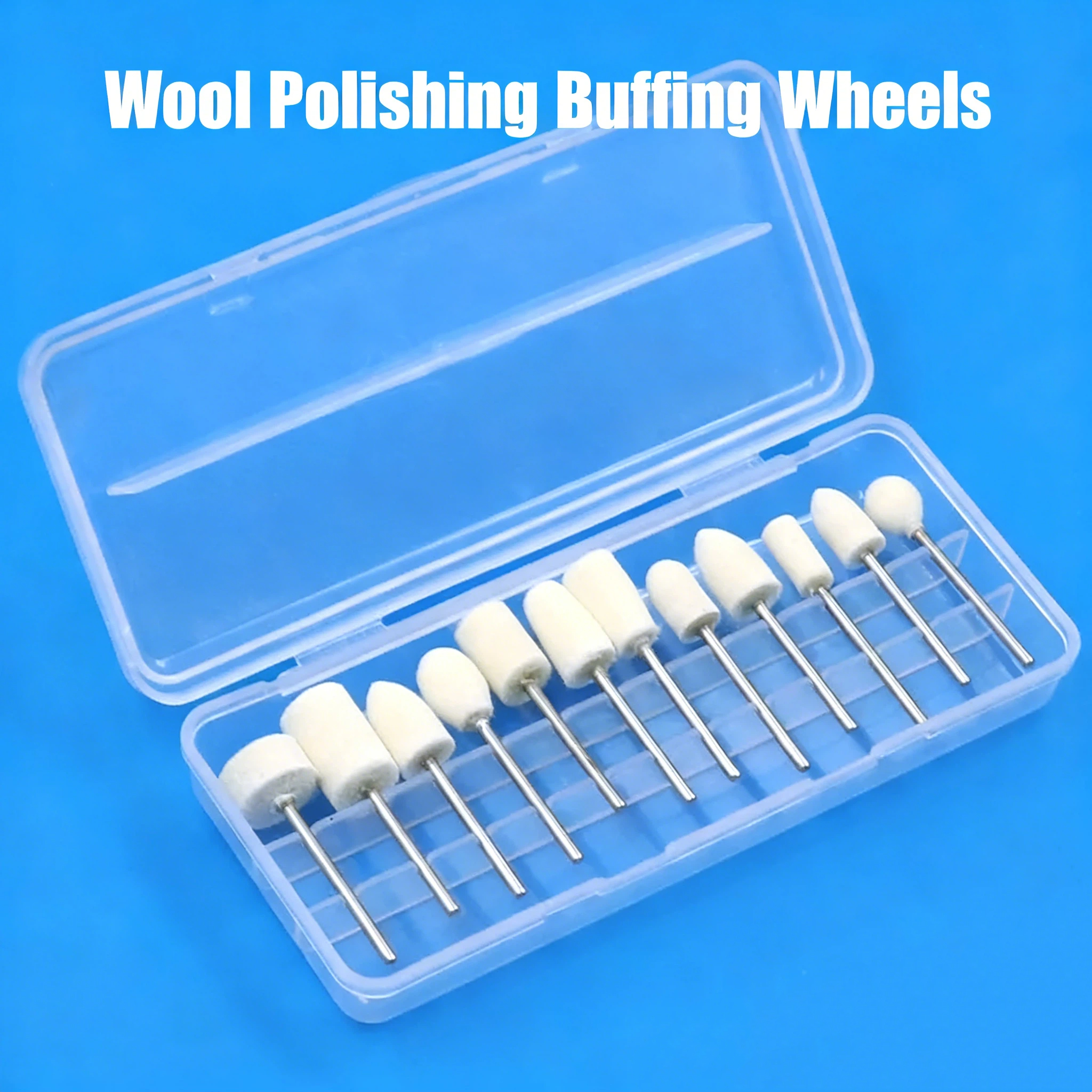 12PCS Wool Felt Polishing Wheel 8-11.8mm Outer Diameter 2.35mm Shank for Rotary Tool