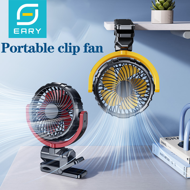 Портативный автомобильный вентилятор Eary с аккумулятором, 3-скоростной, вращающийся на 900 градусов, тихий маленький вентилятор воздушного охлаждения для стола, кемпинга, коляски, вентилятор