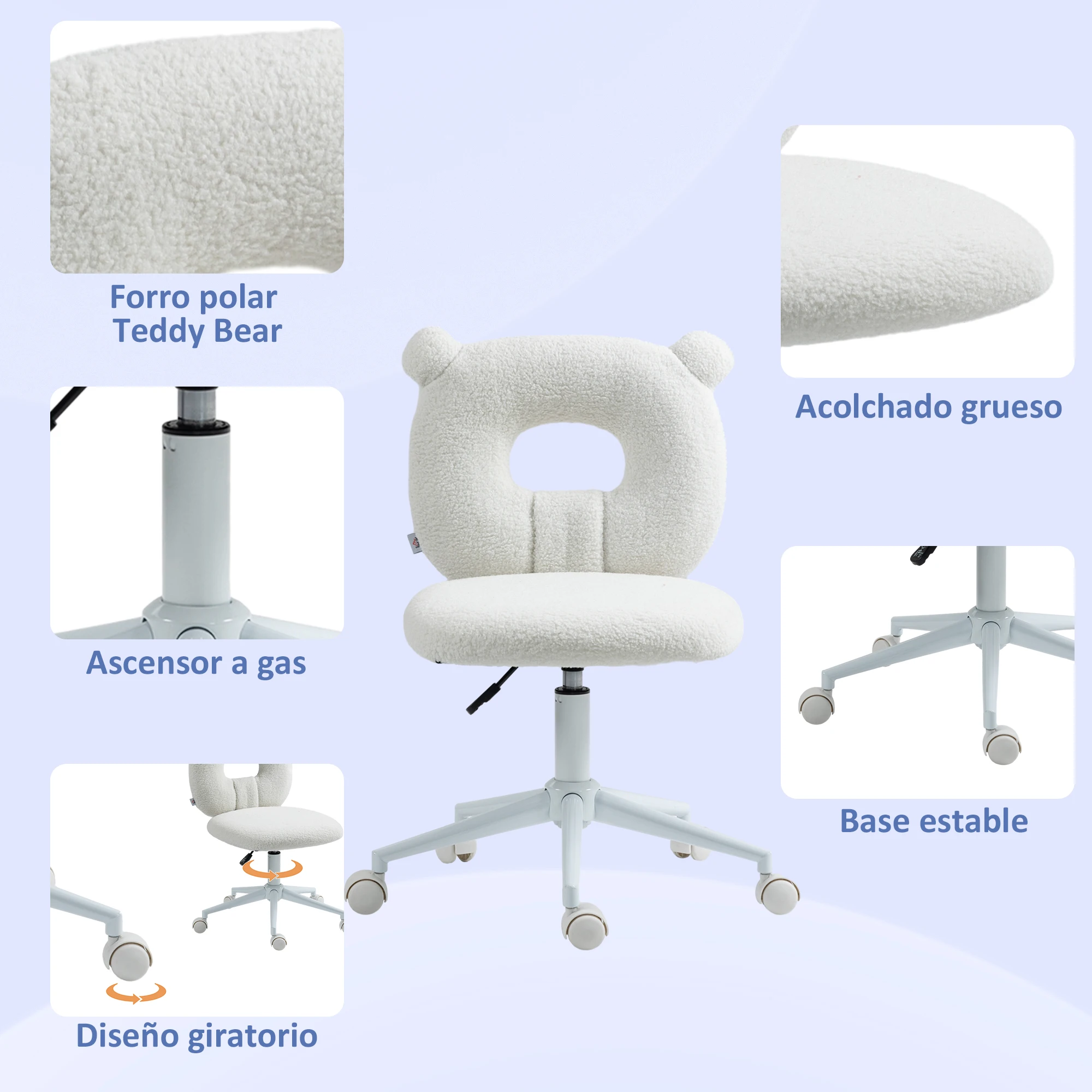 HOMCOM moderner Schreibtischstuhl mit verstellbarem Sitz in der Höhe Weiß