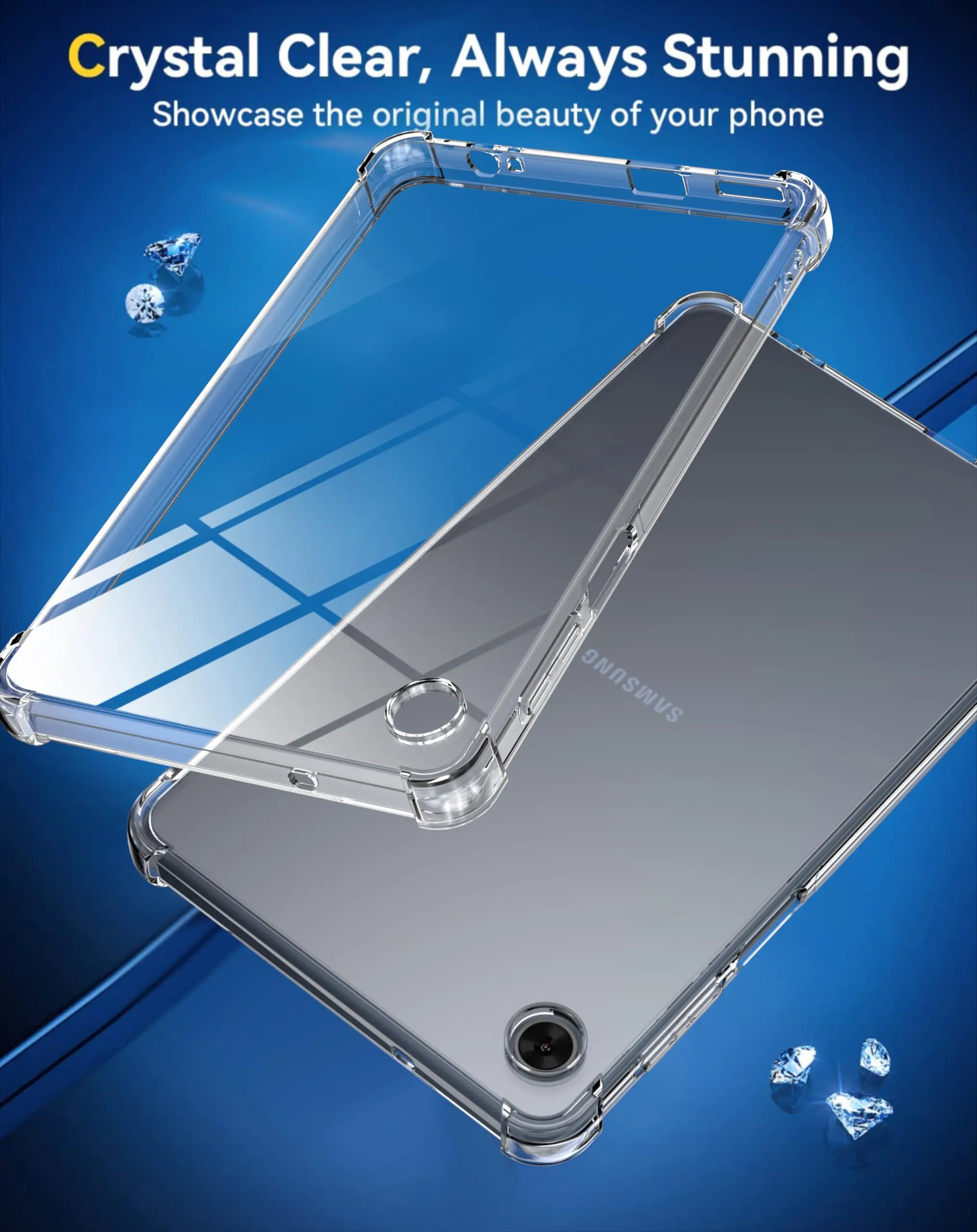Funda para Samsung Galaxy Tab A9+ A9 Plus 11 pulgadas Funda de silicona TPU flexible Parachoques con esquinas reforzadas Protección transparente