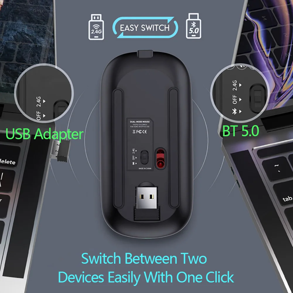 Novo mouse sem fio bluetooth usb óptico recarregável mouse para computador portátil pc macbook gaming mouse gamer 2.4ghz 1600dpi