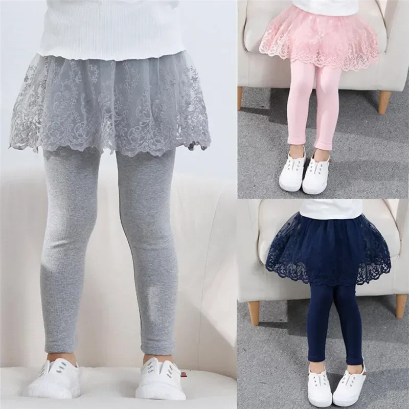 Nuove neonate Leggings gonna principessa in pizzo-pantaloni primavera autunno bambini gonna sottile pantaloni per 2-7 anni vestiti per bambini