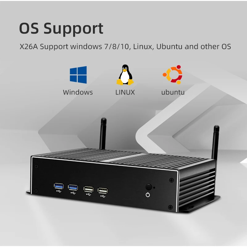 Mini PC Industrial sin ventilador 6x COM RS232 2,5G Ethernet Intel i3 i5 i7 4th/5th Gen CPU WiFi 4G LTE ranura SIM Windows Linux
