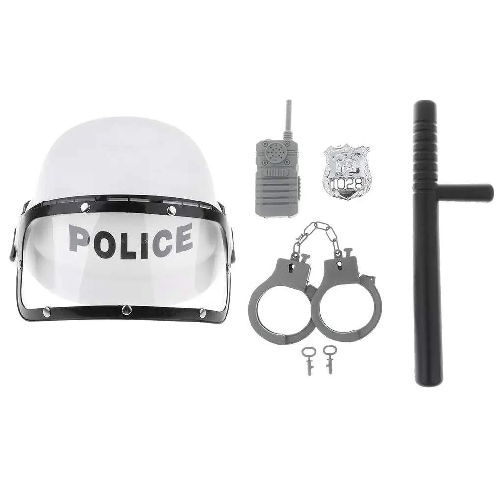 5 unids/set de juguetes: juego de rol de vestir para niños, casco, insignia, espontoon, puños y disfraz