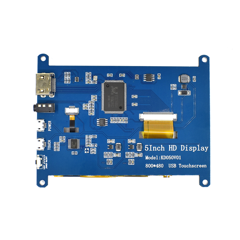 EQV 5 Zoll tragbarer Monitor HDMI 800 x 480 kapazitives Touchscreen-LCD-Display für Raspberry Pi 4 3B+/PC/Banana Pi