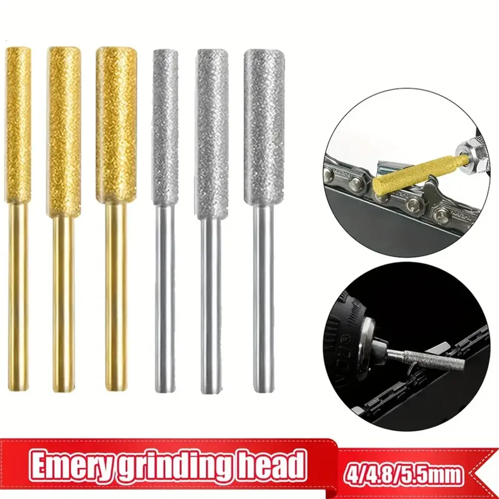 6 pezzi fresa cilindrica rivestita diamantata 4/4.8/5.5mm affilatrice per motoseghe pietra lima affilatura catena intaglio molatura kit di strumenti