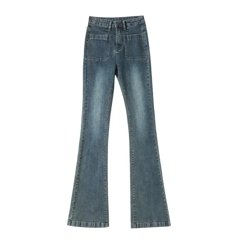 Y2K Lose Lässige Damenhose Hohe Taille Ausgestellte Denimhose Frühling Herbst Neue dehnbare Bootcut-Jeans für zierliche Körperform