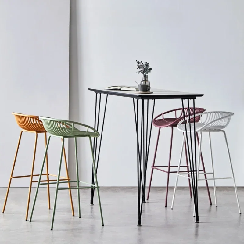 Nordic ห้องนั่งเล่นโมเดิร์น Minimalist สํานักงานเก้าอี้บาร์สูงรับประทานอาหารโลหะเก้าอี้เล่นเกมกลางแจ้ง Camping Sedie สไตล์เฟอร์นิเจอร์