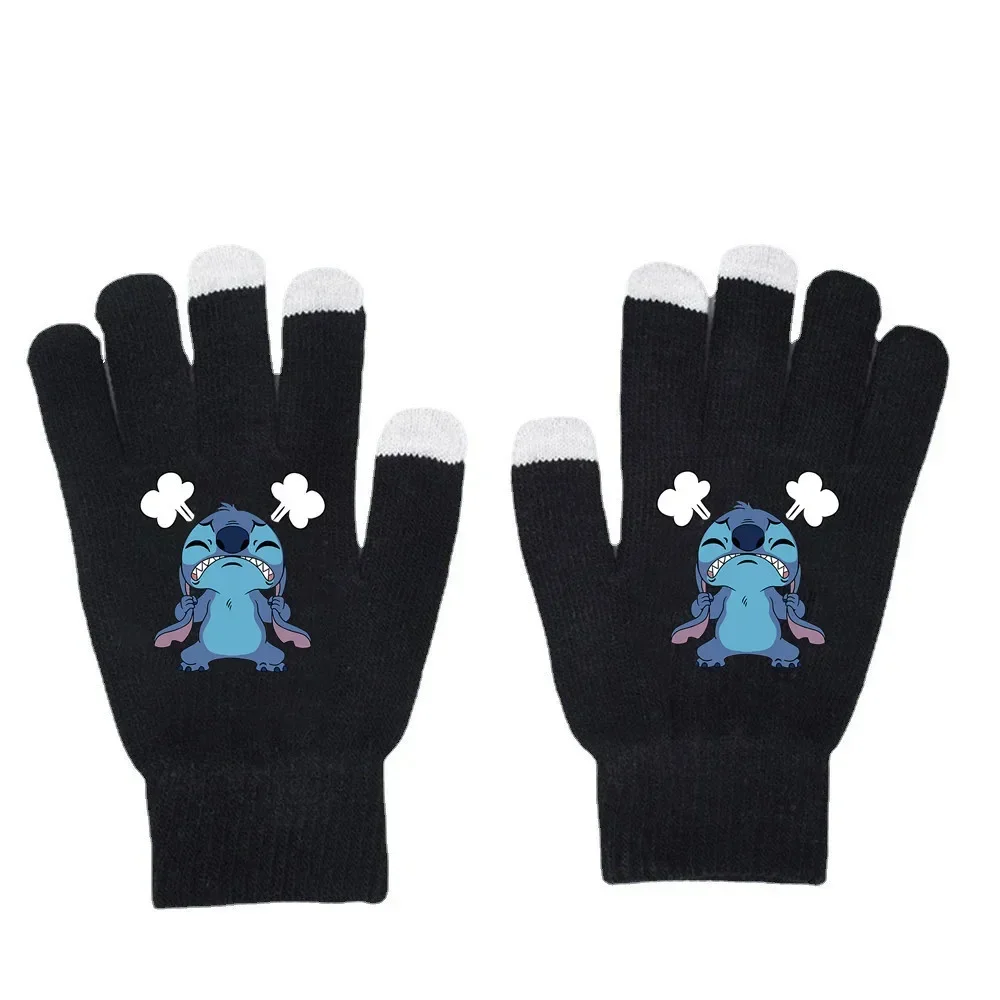 Guanti per cappello lavorato a maglia a punto Adorabile cappello lavorato a maglia stampato a fumetti Guanti touch screen caldi Guanti primaverili natalizi Kawaii unisex Novità