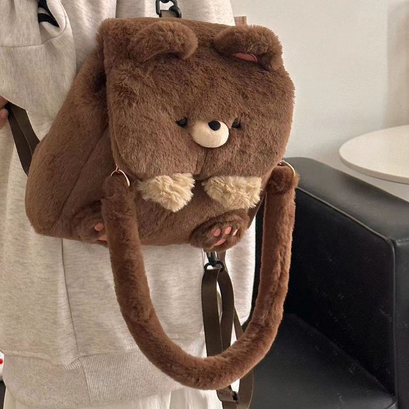 Japanese Cartoon Large Capacity Storage Bag Backpack Schoolbag Student Crossbody Bag School Bag Kawaii Plush Bear