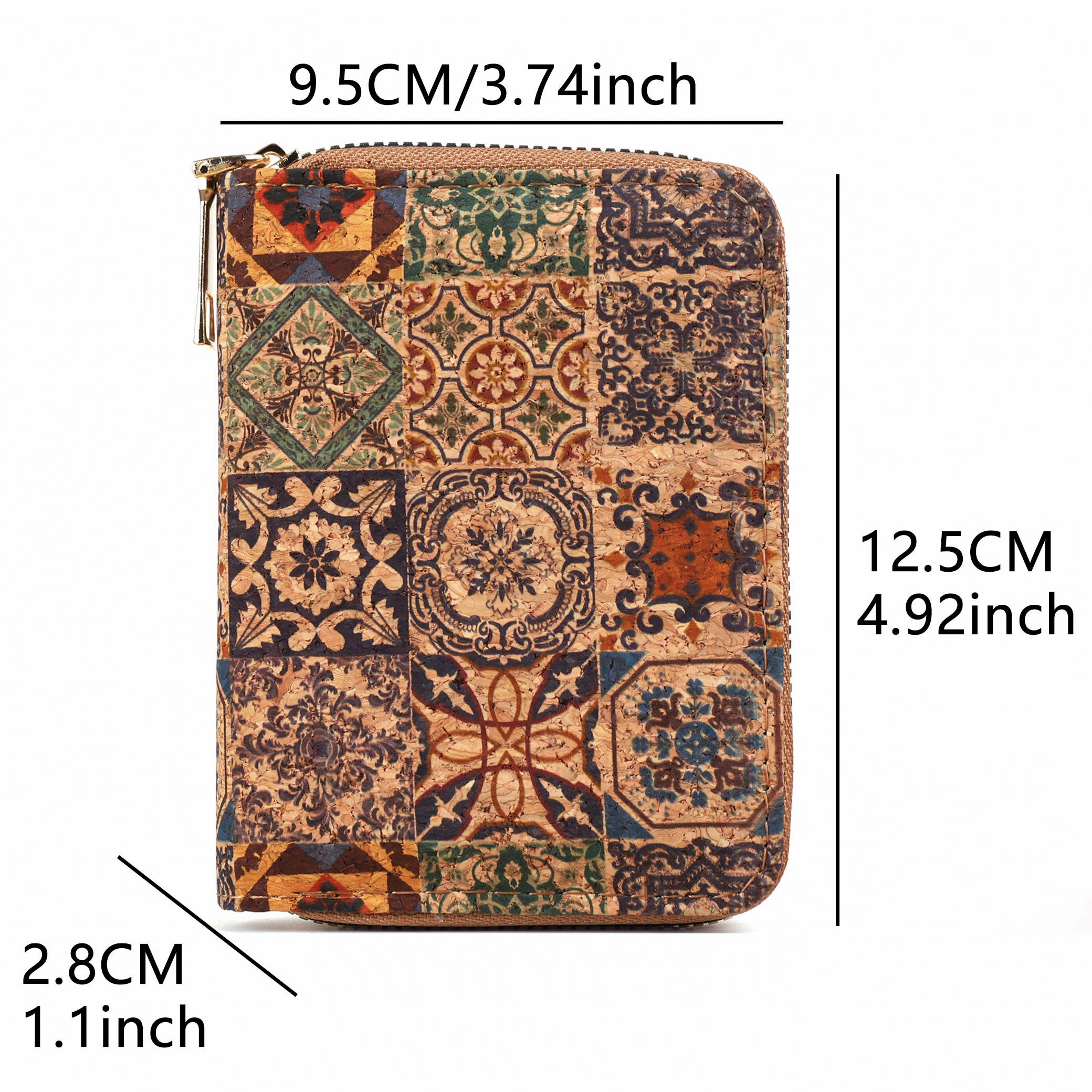 Cartera corta multifuncional transfronteriza de estilo bohemio para mujer, cartera con múltiples ranuras para tarjetas de grano de madera, coche portátil de gran capacidad