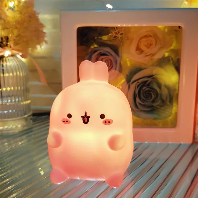 Coelho luz da noite quarto led pequena luz de mesa não plug no suporte chão atmosfera criativa luz da noite decoração