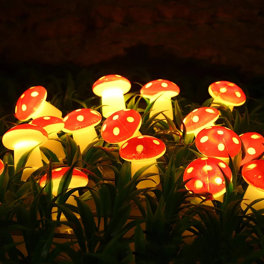 20 Led キノコ LED フェアリーライト USB/バッテリーストリングライトクリスマスパーティーギフト妖精屋内装飾雰囲気ライト