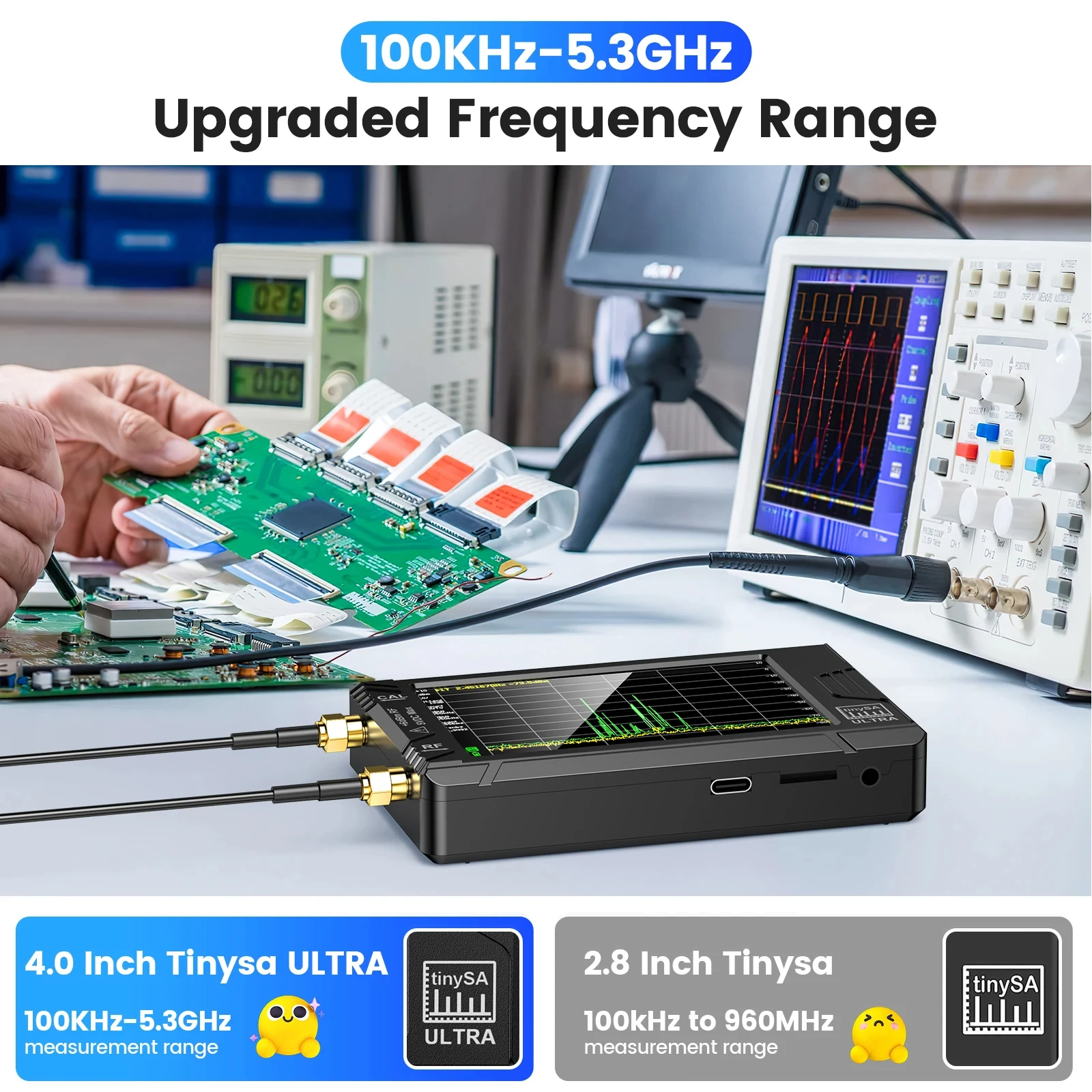 Spectrum Analyzer TinySA ULTRA With 4" Display 100kHz to 5.3GHz with 32GB Card Version V0.4.5.1