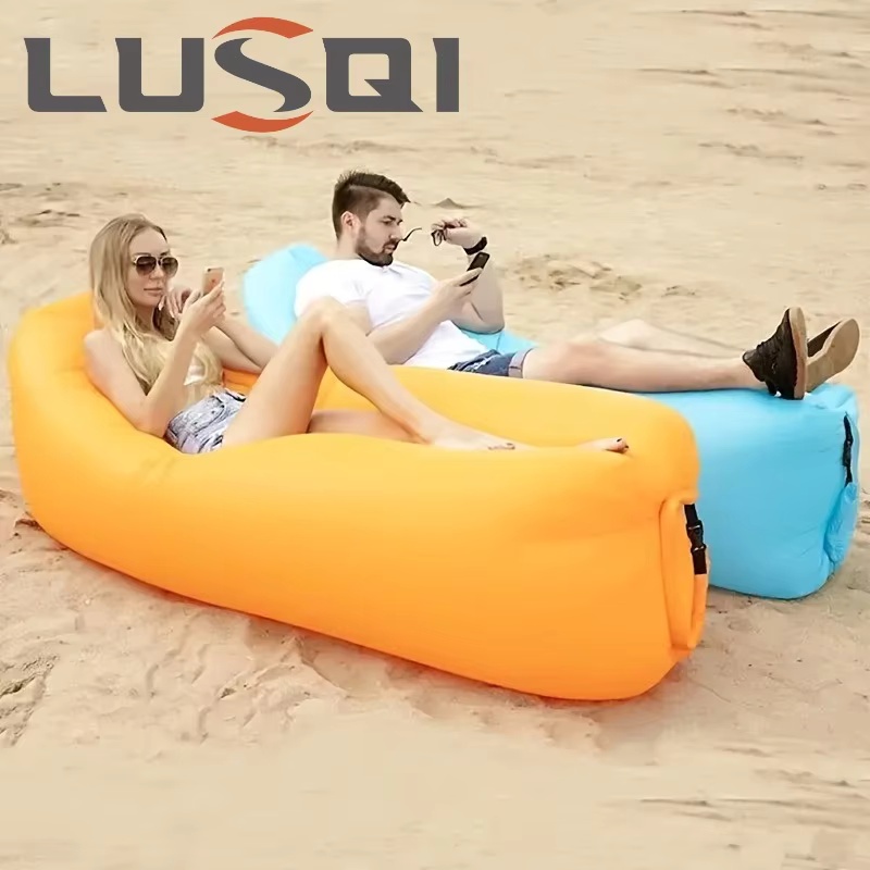 LUSQI-sofá inflable de aire, sofá plegable Extra grueso para acampar al aire libre, playa, Patio, muebles para el hogar de inflado rápido
