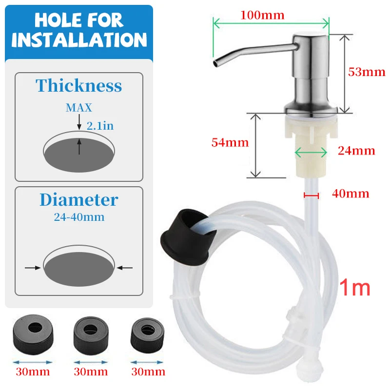 Lavello da cucina Dispenser di sapone liquido Pompa in acciaio inossidabile 500ML Bottiglia di sapone liquido Supporto per lavello Bottiglia di dispenser di sapone a pressione manuale