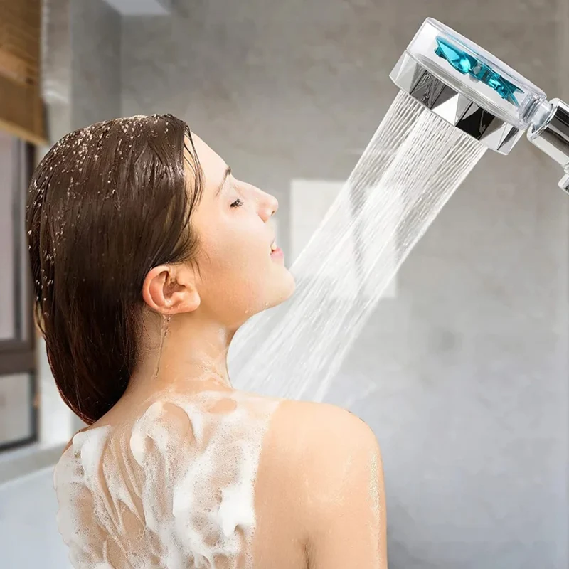 360 องศา Rotation Turbo พัดลมหัวฝักบัวแรงดันสูงสเปรย์ประหยัดน้ําปรับ Showerhead ตัวกรองอุปกรณ์ห้องน้ํา