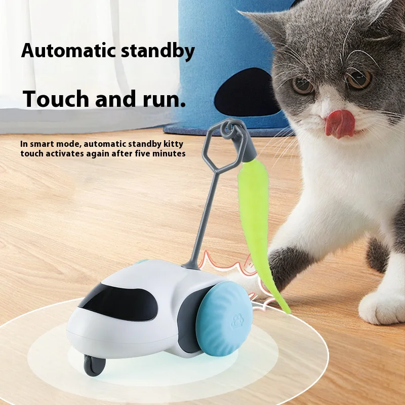 Voiture jouet interactive intelligente pour chat, véhicule pour animaux de compagnie à course automatique avec détection d'obstacles, Durable pour jouer en intérieur des chats