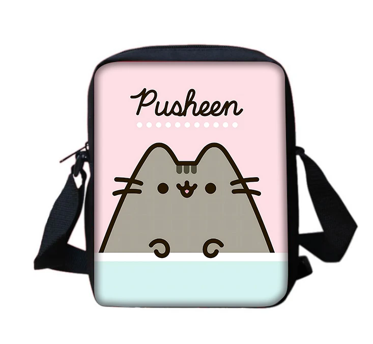 Милый мультяшный Кот P-Pusheens для мальчиков и девочек наплечная сумка-мессенджер с принтом детская повседневная сумка мужская женская сумка для телефона сумка для покупок