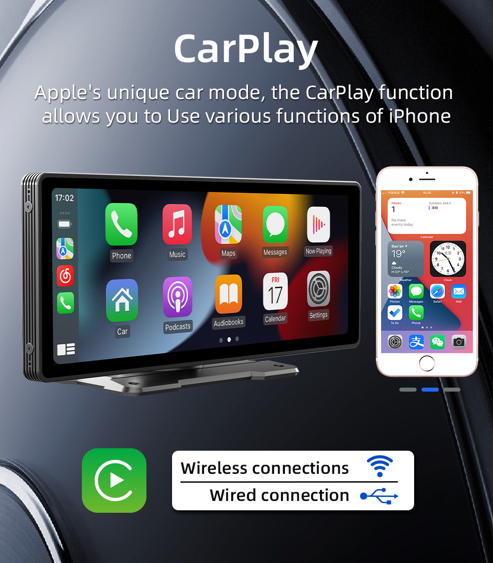 BQCC 10.26 pollici portatile per auto MP5 PLayer Mirrorlink Wireless Carplay Android Auto Car Stereo BT TF USB DVR retrovisore per universale