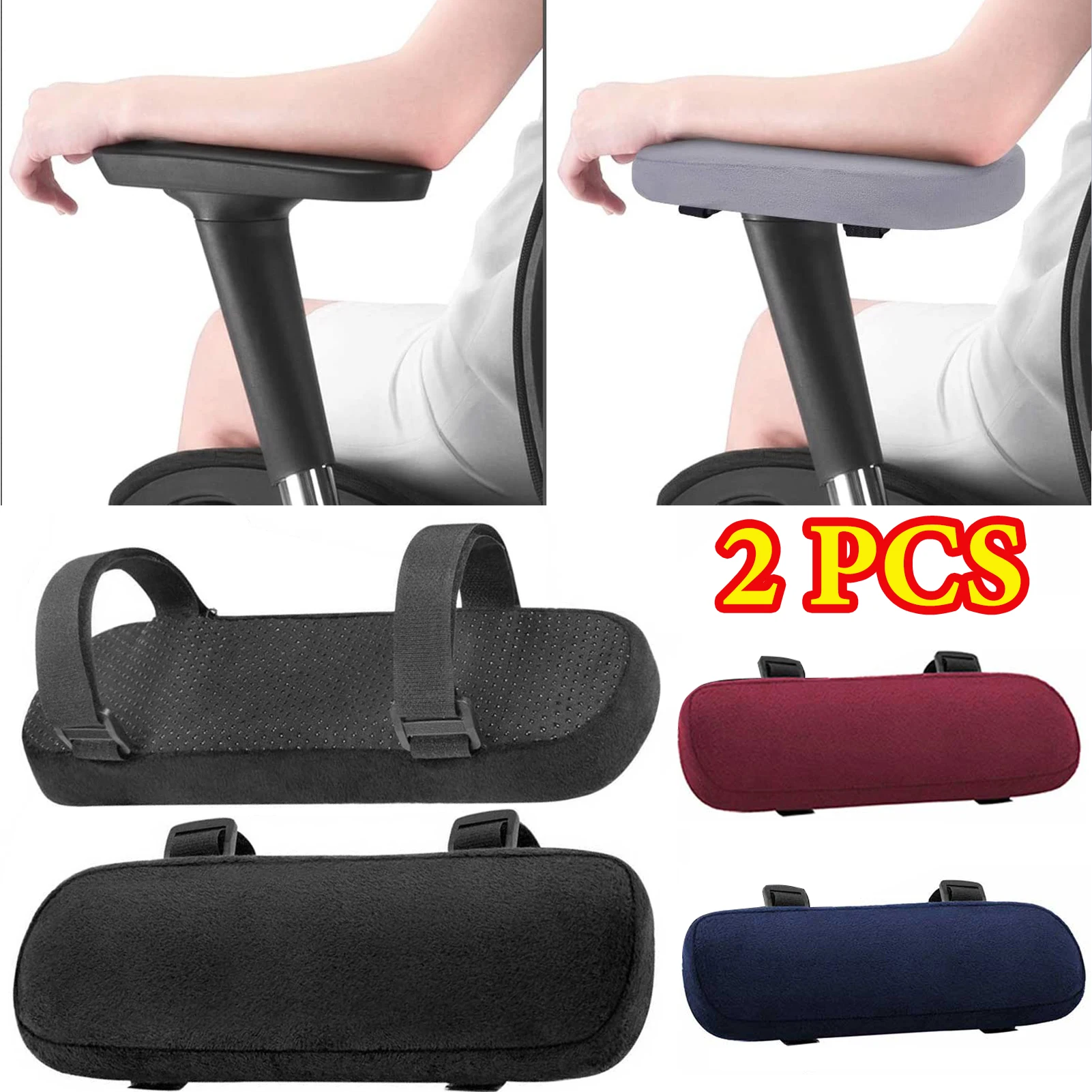 2 uds cojín suave para reposabrazos PP esponja espuma hogar/silla de oficina fundas para reposabrazos cojín para codo para juegos de ordenador, extraíble y lavable
