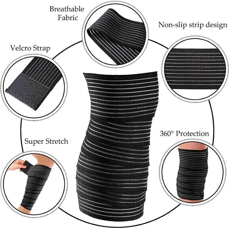 1 pezzo di supporto per fasciatura di compressione elastica extra lunga per ginocchio, supporto per gambe, legamenti stabilizzanti, squat, basket, corsa