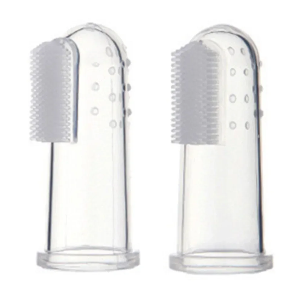 Lindo juego de caja de cepillo de dientes para dedo de bebé, masaje transparente de dientes para niños, cepillo de limpieza de goma infantil de silicona suave, masajeador, cuidado Dental
