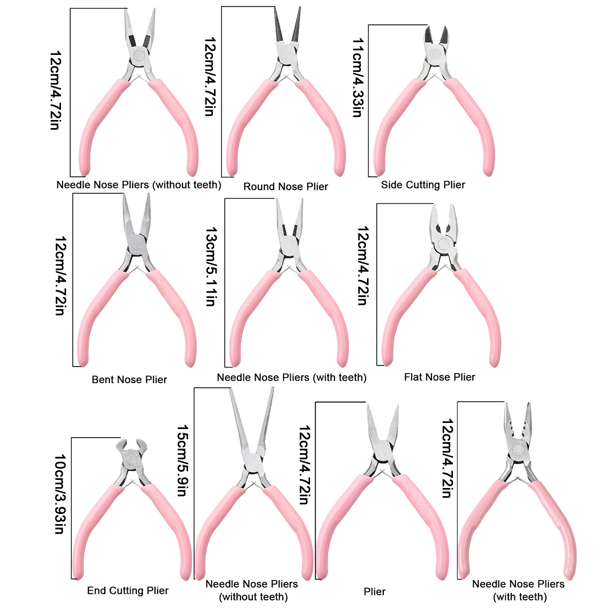 1/5/10pcs Pink Color Handle Anti-slip Splicing and Fixing Jewelry Pliers Tools & Repair Kit, for DIY Jewelery Making