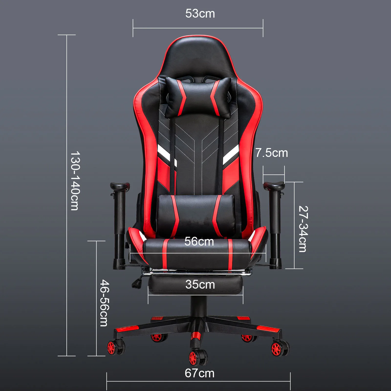 GC-RC03 Massage-gamingstoel 7-punts verstelbare zithoogte Ergonomische bureaustoel met voetsteun en lendensteun voor thuiskantoor