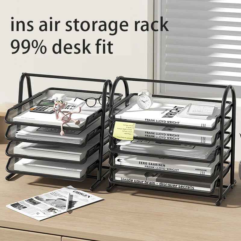 Organizzatori da scrivania in rete a 3 livelli, organizer per forniture per ufficio, vassoio organizer da scrivania, archiviazione file, vassoio carta a rete, vassoio organizer file