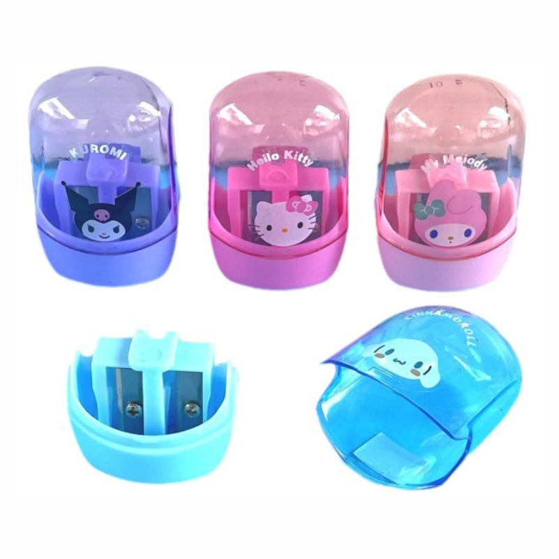 อะนิเมะ Hello Kitty Kuromi Melody Double Hole กบเหลาดินสอน่ารักการ์ตูนแบบพกพาดินสอ Sharpener เด็กโรงเรียน