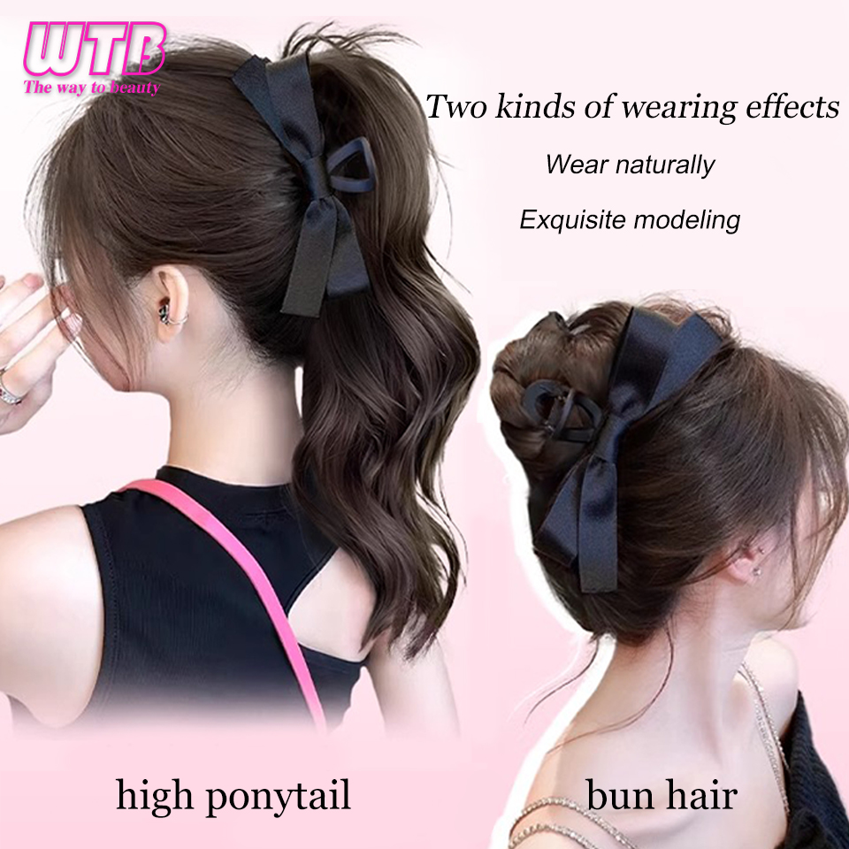 WTB-女性用ポニーテール合成クリップ,短い巻き毛のポニーテール,偽のかつら,ポニーテールエクステンション,ヘアピース