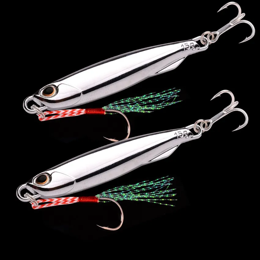 5 Stück 10g 15g 20g 25g 30g Beschichtung silbrig Metall Jig Köder Seefischerei Angel Köder Angel köder Salzwasser Bass Tackle