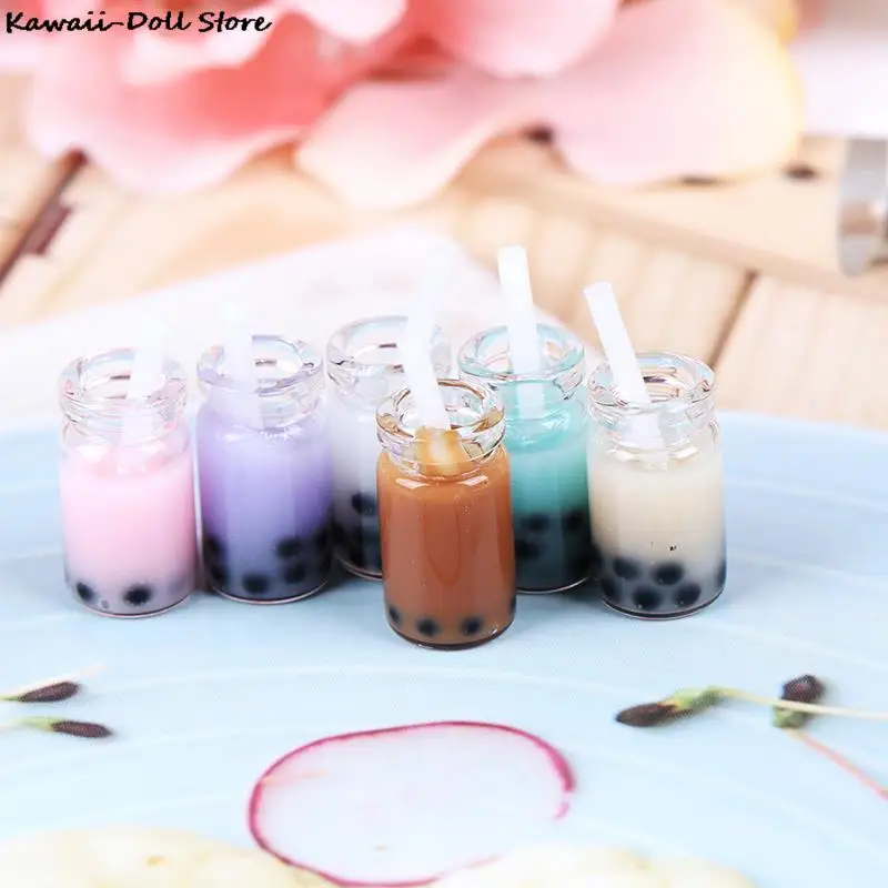 3 Chiếc 1:12 Nhà Búp Bê Mini Sáng Tạo Sữa Trà Kem Đồ Uống Chai Mẫu Búp Bê Thực Phẩm Nhà Bếp