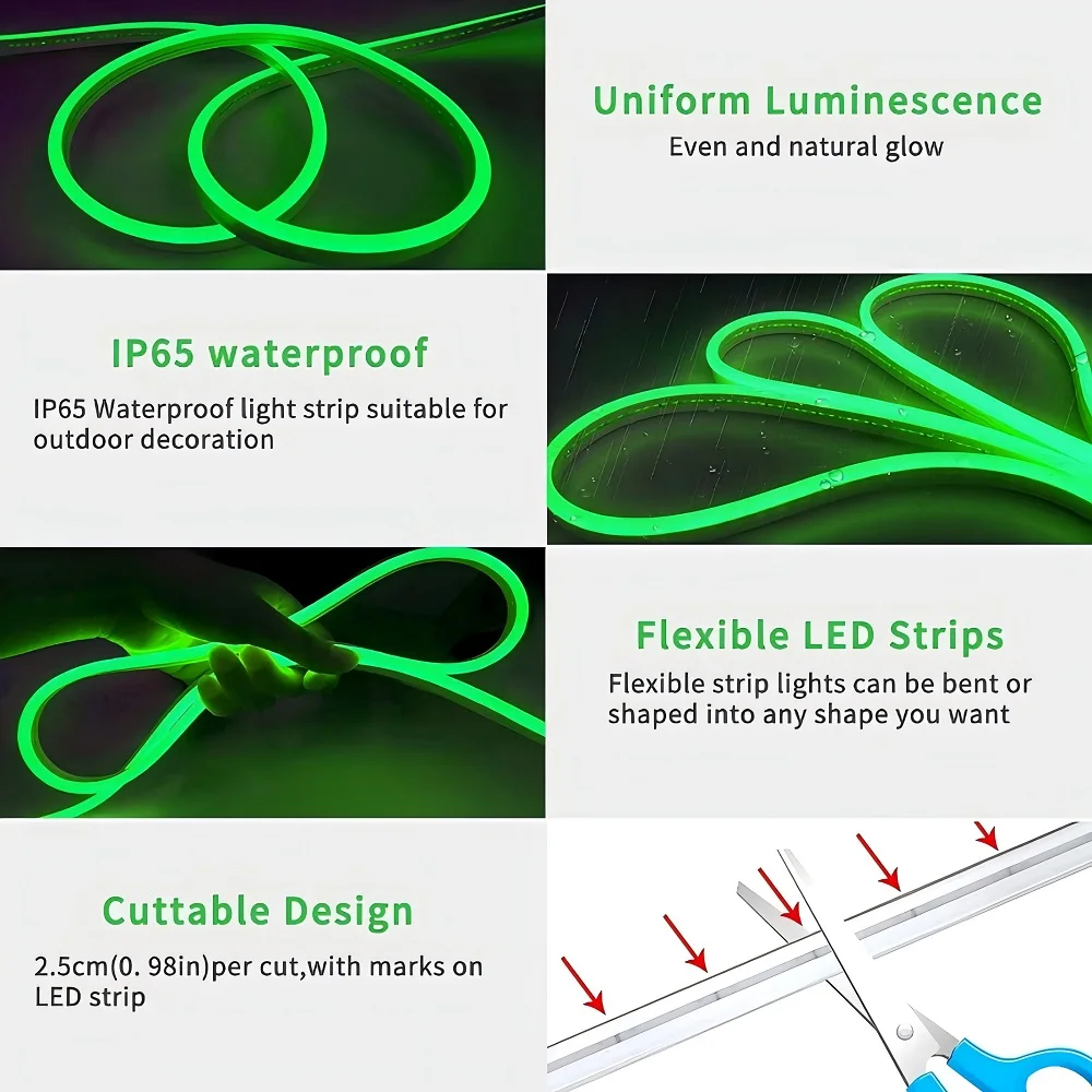 108Leds/M USB RGB Led Neon Strip Light Smart Tuya Wifi Bluetooth Diy Flexible Ribbon 5V Waterproof 1M/2M/3M/5M Neon Rope Lights