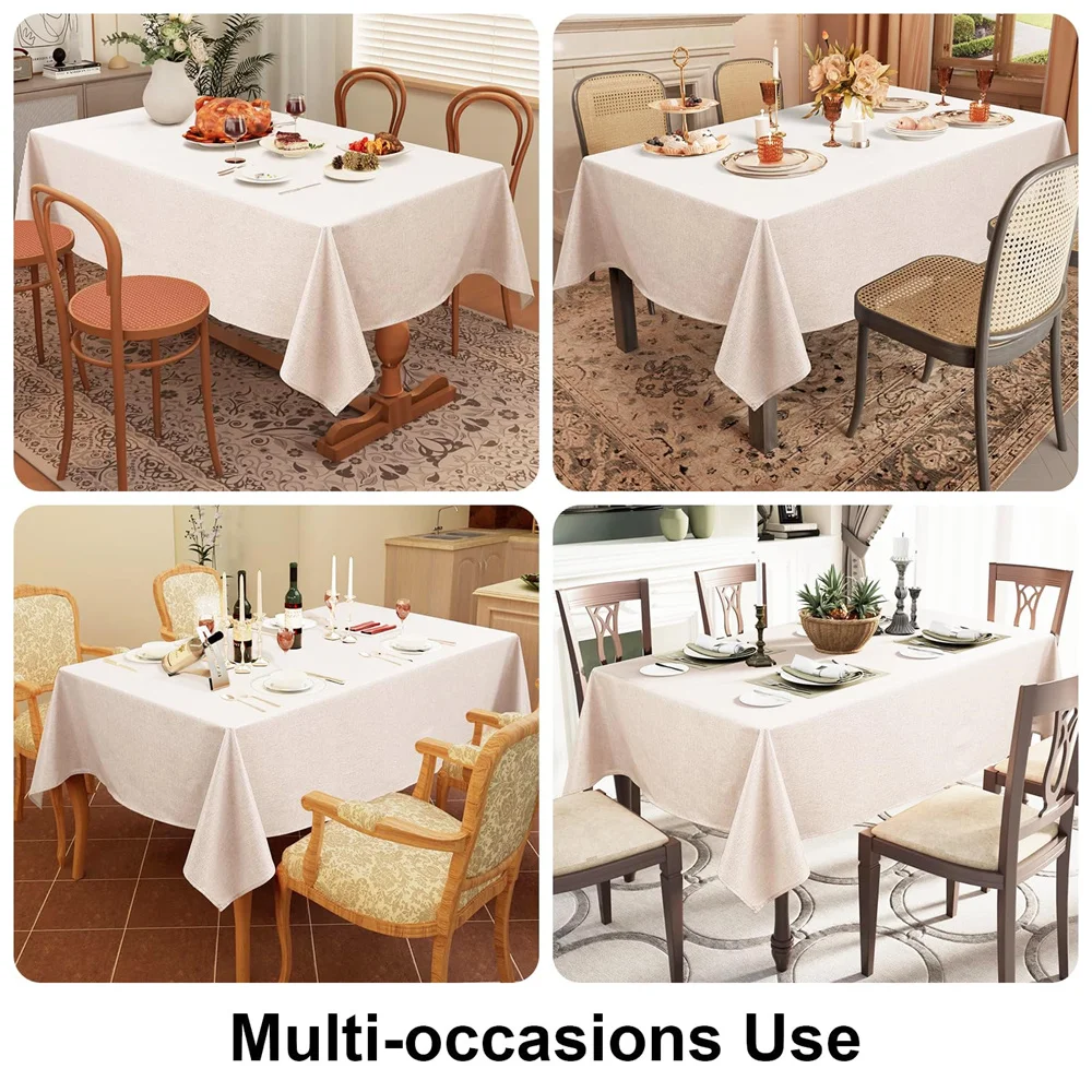Olanly Rectangle Tablecloth Faux Linen Table Cloth Waterproof Wipeable Fabric Tablecloth Washable Table Cover For Kitchen Dining