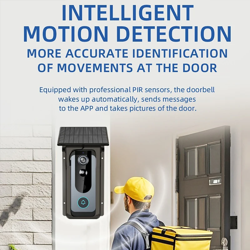Campainha sem fio externa à prova d'água ip65 com câmera solar contra chuva Tuya Eye Digital Door Peepholes Smart Home Video Intercom