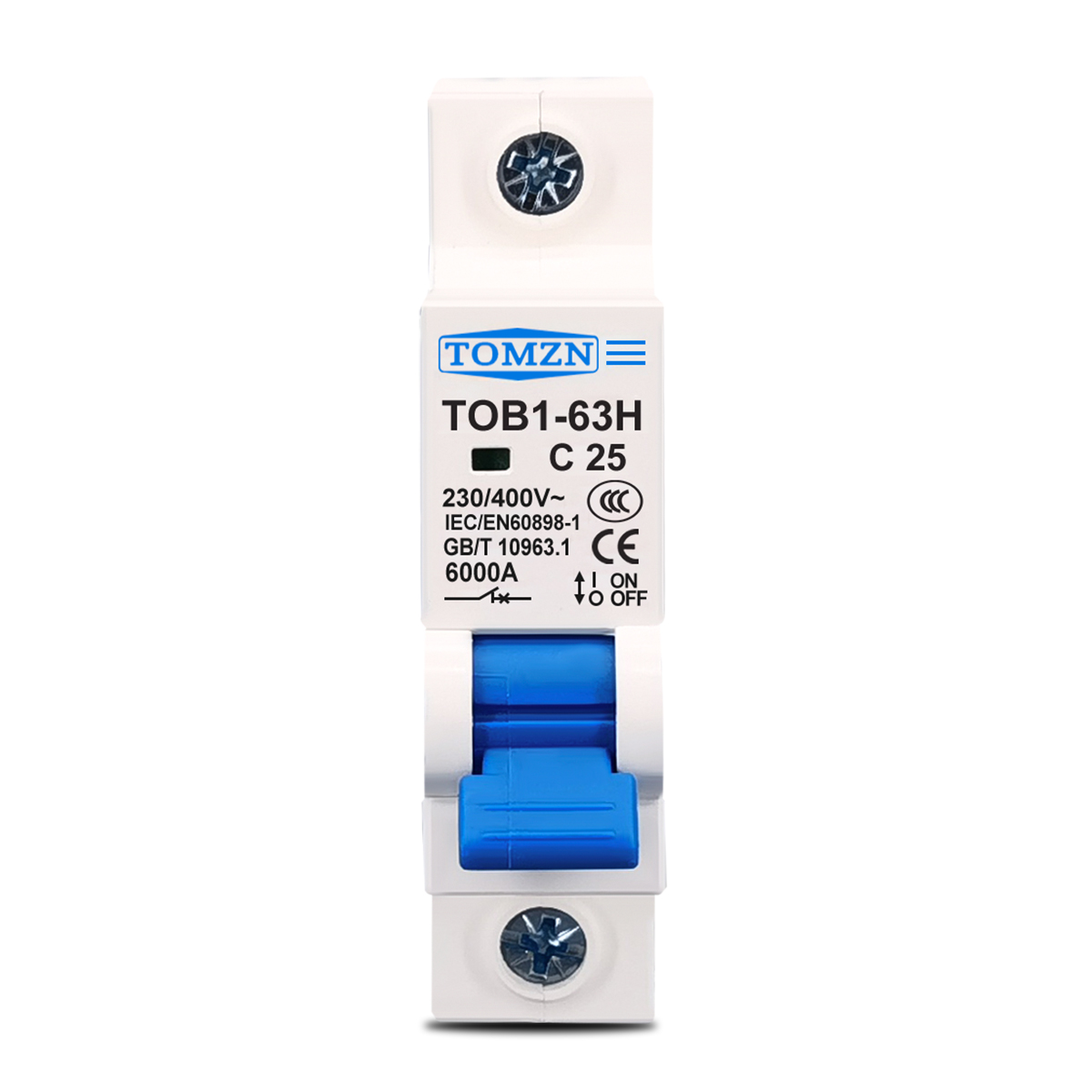1P AC MCB TOB1-63 C тип 230/400 В~ 50 Гц/60 Гц Мини-выключатель 3A 6A 10A 16A 20A 25A 32A 40A 50A 63A