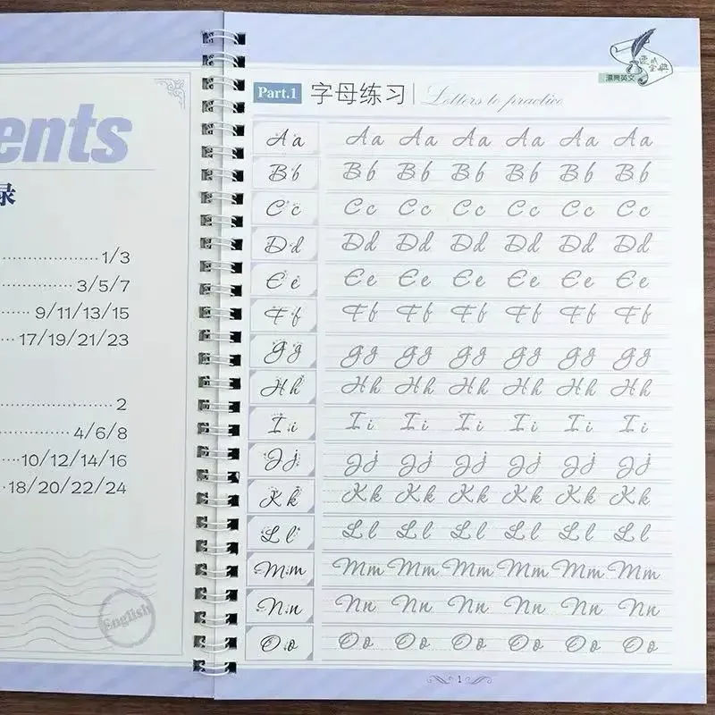 New Cursive Writing English Pen Chinese Calligraphy copybook for Adult Children Exercises Calligraphy Practice Book libros