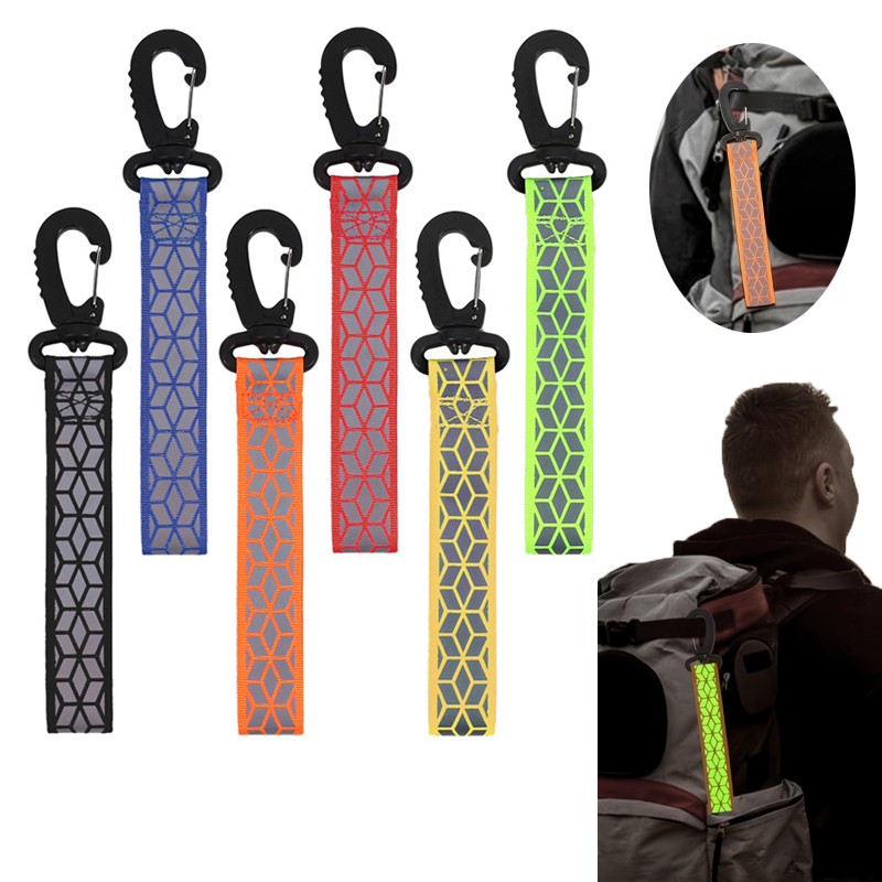 2Pcs Reflective Straps Pendant Keychain For Outdoor Camping Night Running Cycling Backpack Safety Lightweight Bright Keyrings