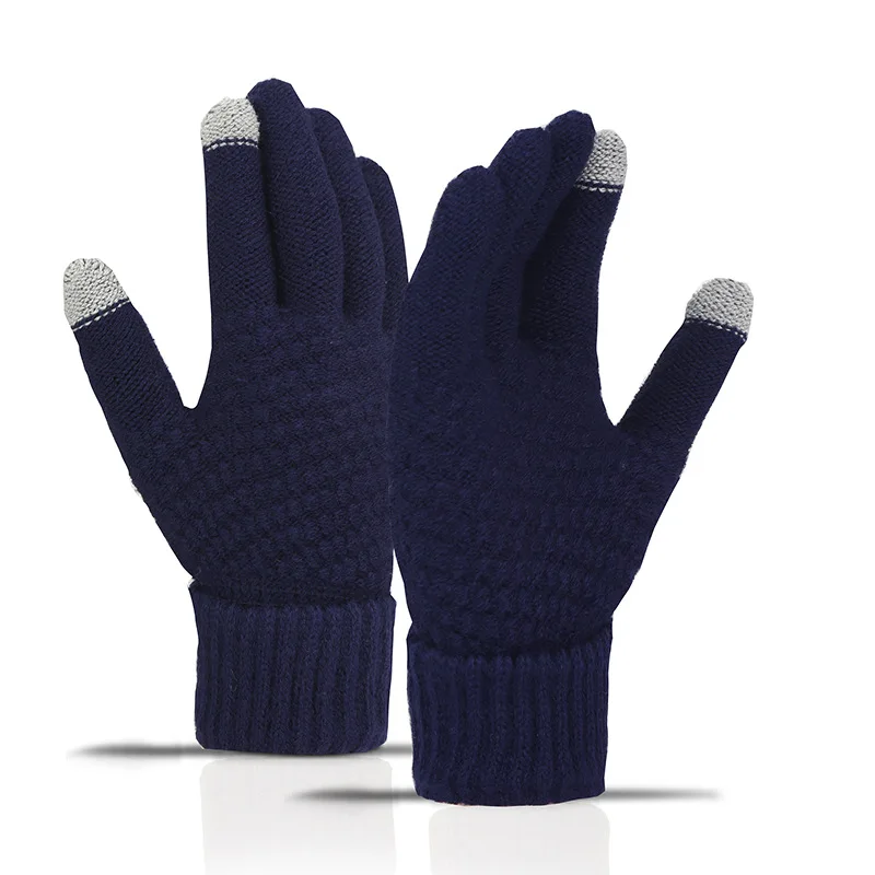 Guantes cálidos de invierno para pantalla táctil, guantes gruesos de lana para mujer y hombre, guantes tejidos a la moda, mitones con patrón de piña, guantes para pantalla táctil