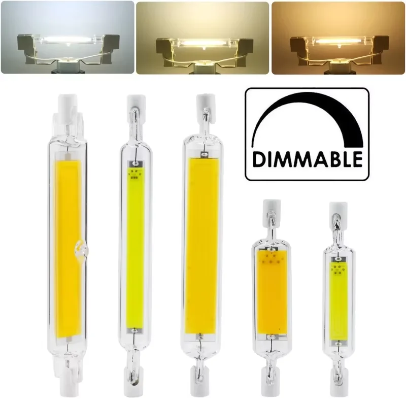 1 Uds regulable R7S COB tubo de vidrio LED 78MM 118MM 5W 7W 10W 15W 28W bombilla LED AC110V-240V lámpara LED luz cálida/blanca/neutra Entrega rápida 4-6 días Llegada Envío gratuito