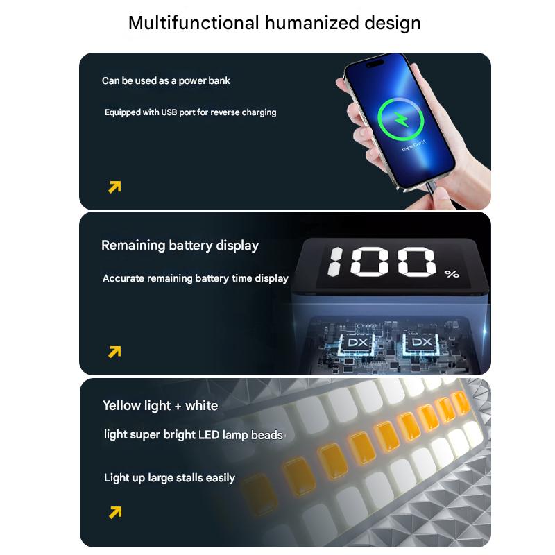 8800mAh 42cm Long IP66 Waterproof Rechargeable Camping Light, 3 Colors + Strobe & Magnetic Hook, All-Night Runtime for Outdoor/E