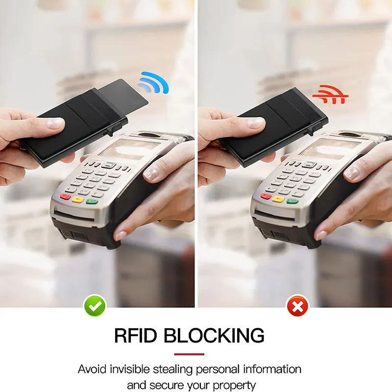Porta carte di credito Rfid da uomo sottile sottile mini portafogli minimalisti porta carte di credito in metallo di lusso per uomo Carteras Choice