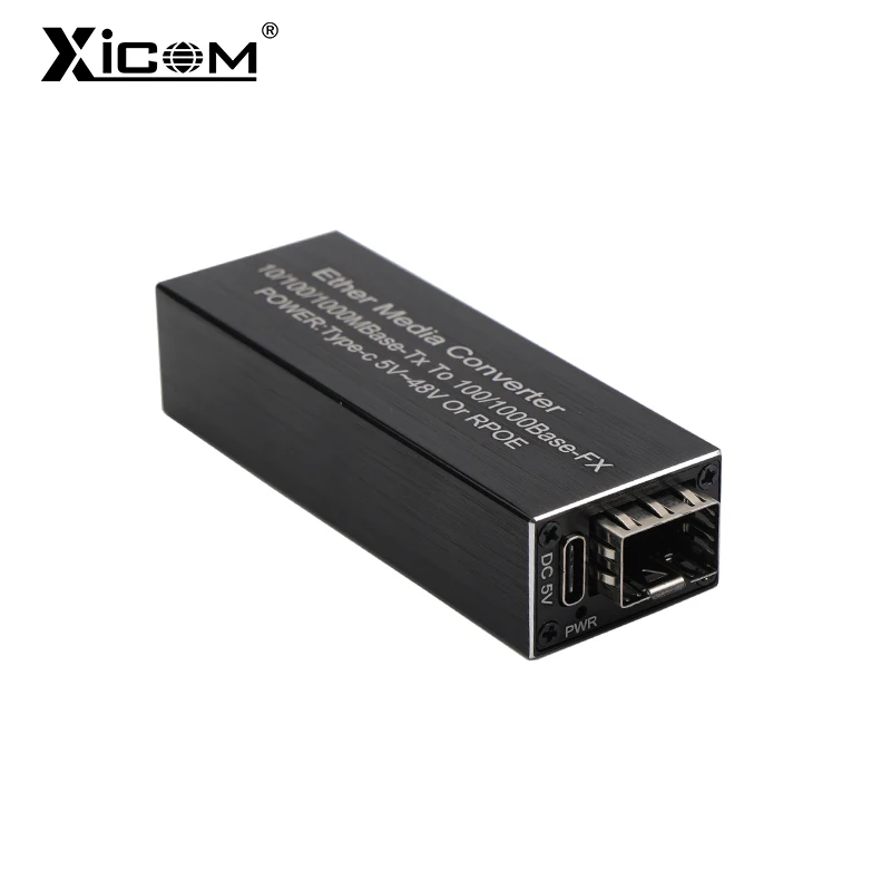 Xicom Mini RPOE 1.25G Slot convertitore multimediale Modulo ricetrasmettitore SFP Ingresso 5 V CC Tipo C 1 slot SFP 1 RJ45 Ethernet Switch in fibra SFP